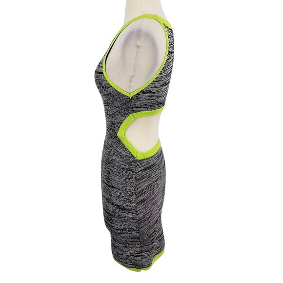 Baby Phat Cut out Back Gray & Neon Bodycon Mini Dress Size Med - Picture 3 of 6